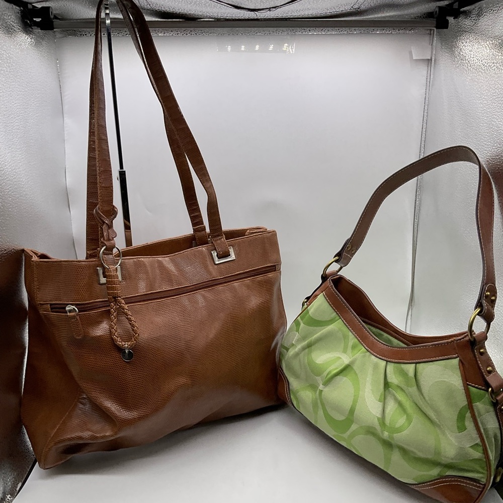 COLDWATER CREEK AND TARGET GREEN COTTON SHOULDER BAGS